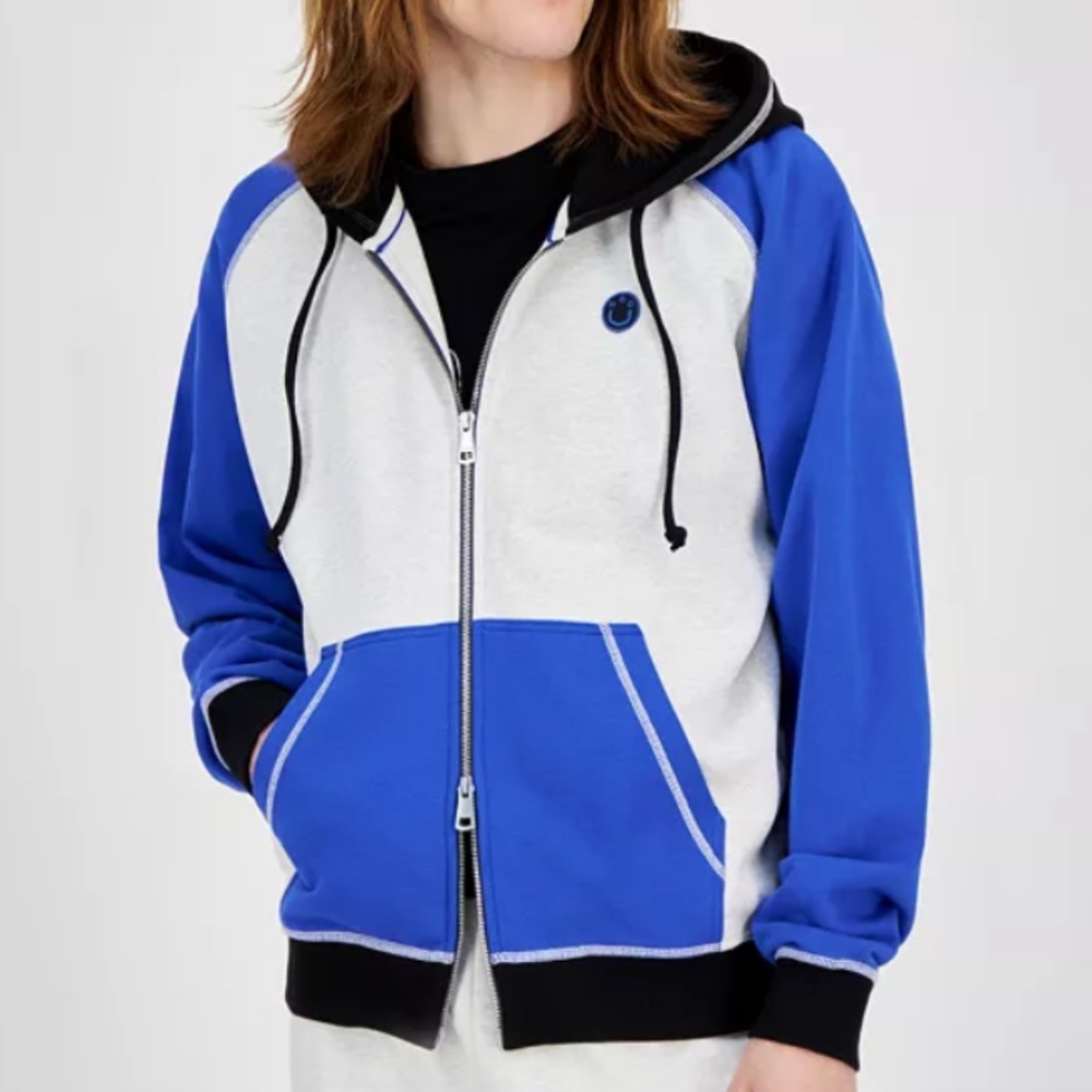Hugo Boss Mens Nefero Relaxed Fit Long Sleeve Color Block Zip-Front Hoodie S